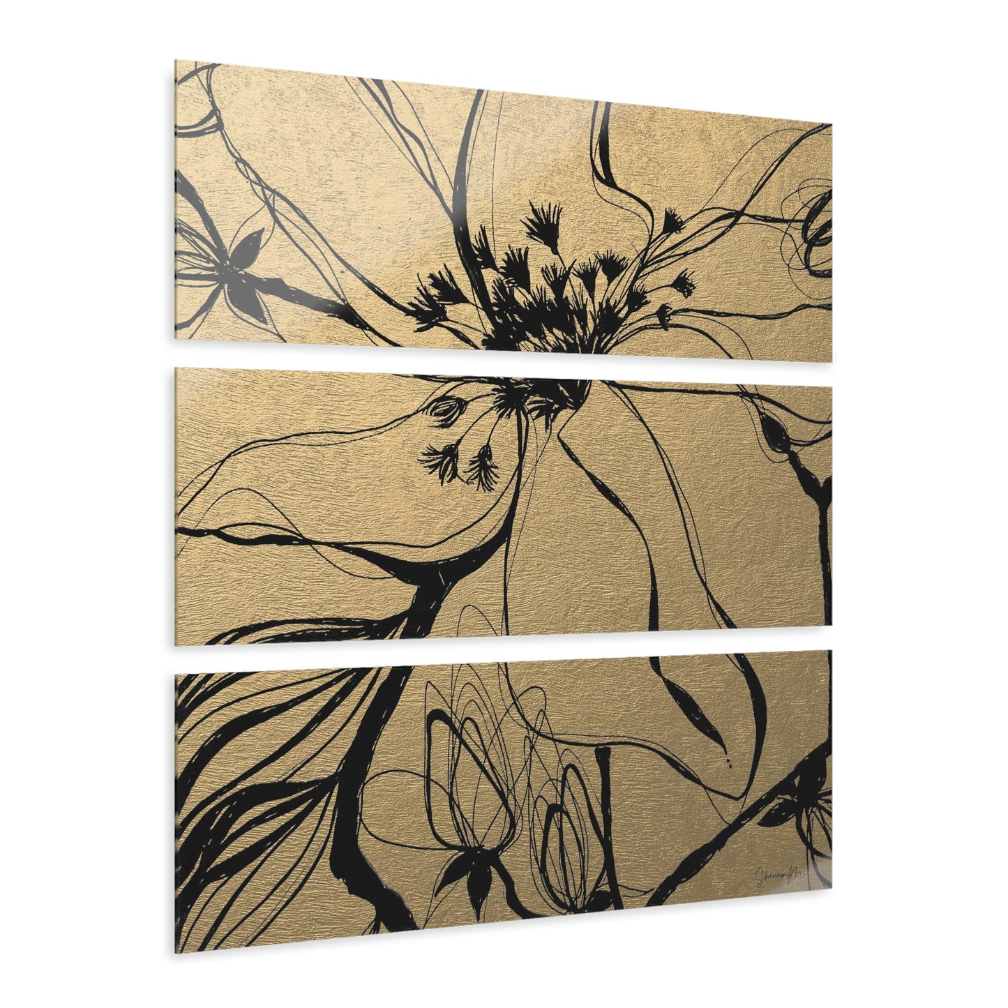 Golden Almond Bloom 3 Panel Acrylic Print