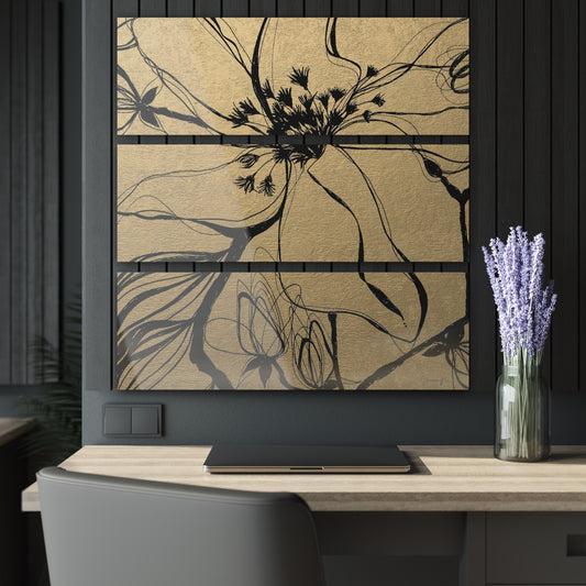 Golden Almond Bloom 3 Panel Acrylic Print