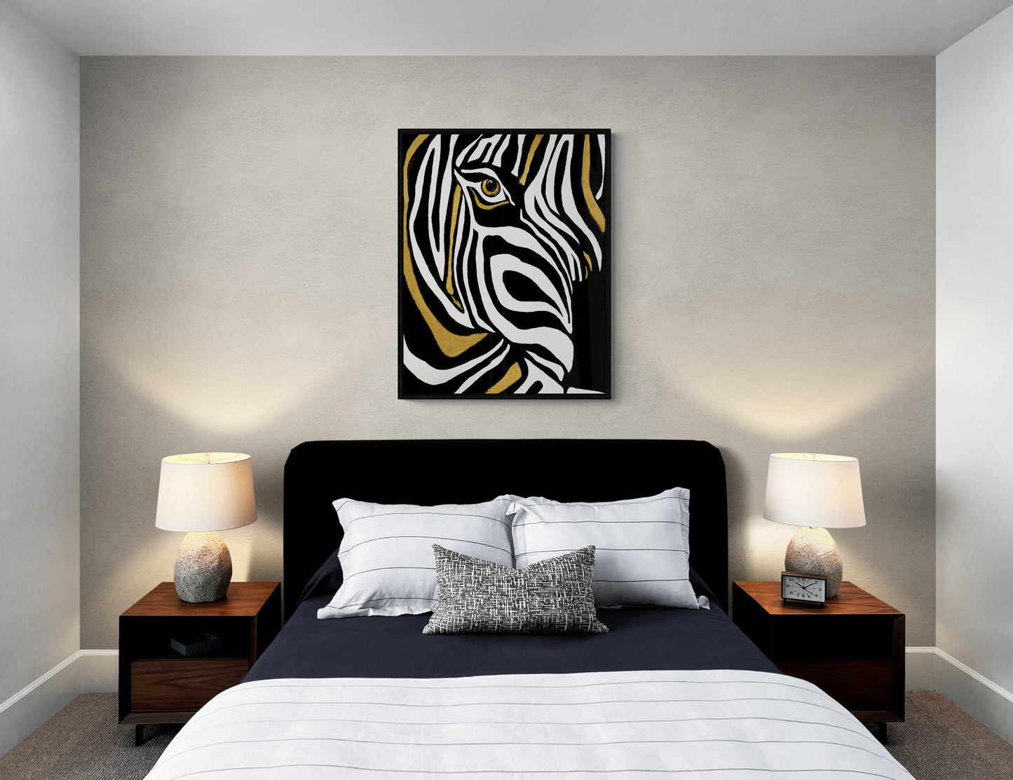 Golden Zebra - Wooden Framed Poster