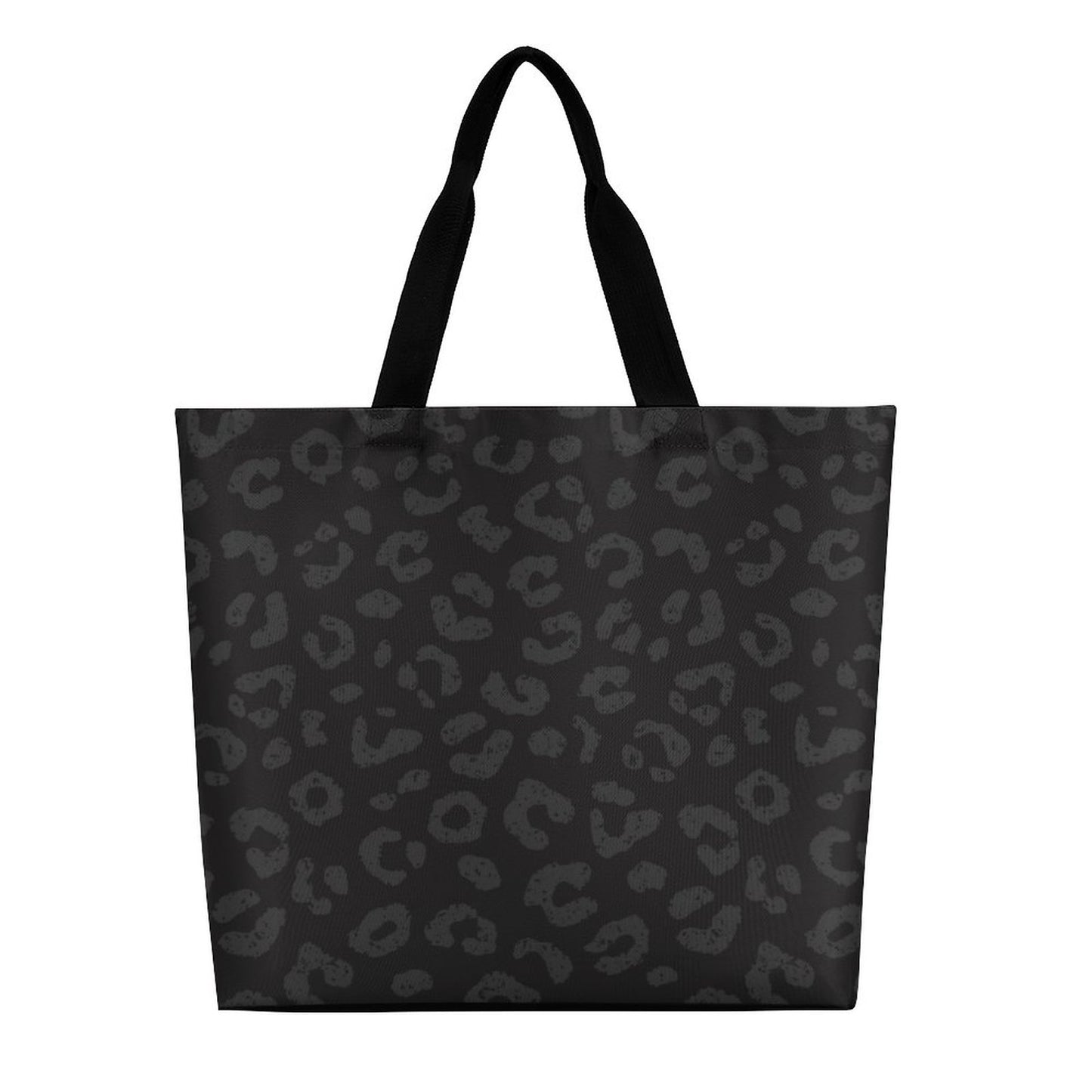 Black on Black Leopard - Large One Shoulder Shopping Bag