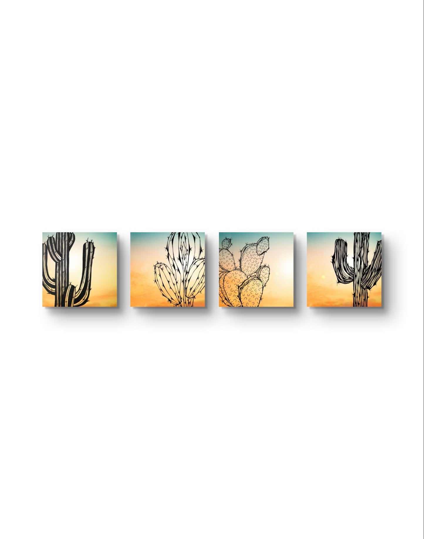 Cacti 2 at Sunset - Wood Print